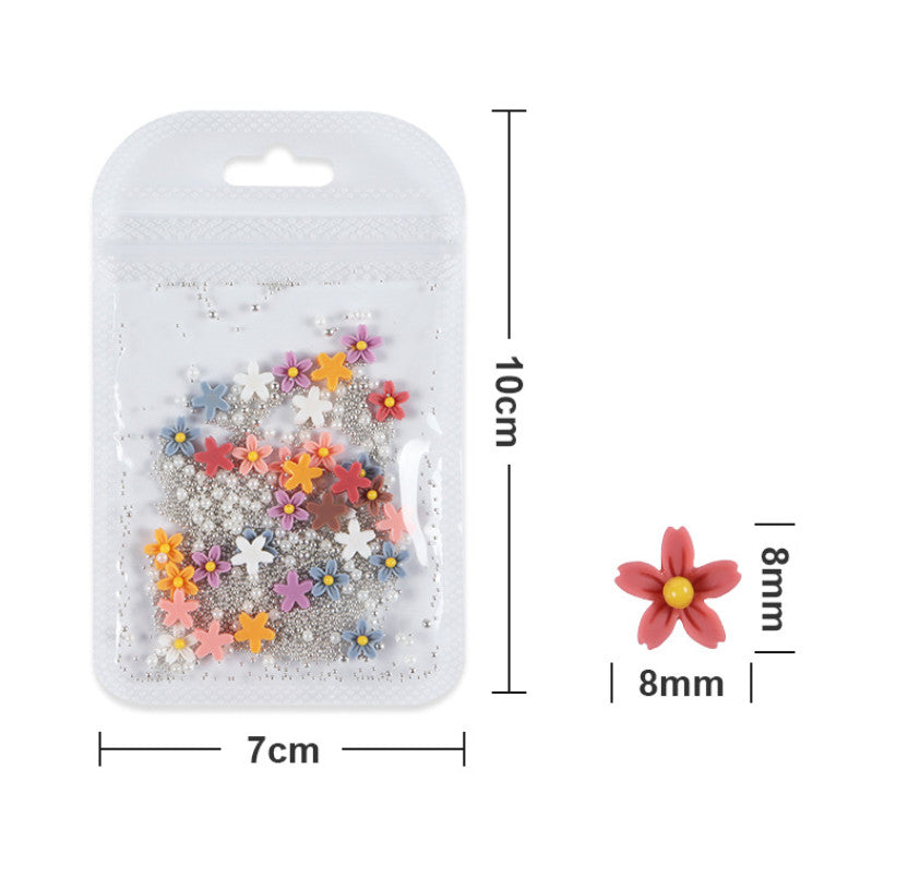 3D Acrylic Flower Nail Art Charms Rhinestones Stickers for DIY Nails - 40 pcs