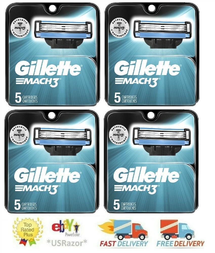 20 Gillette Mach 3 Razor Blade Refills Sealed Authentic Shaver Cartridges