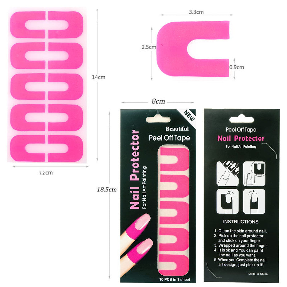 Pink Nail Protector Peel Off Tape - Easy-to-Use Nail Shield Sheets