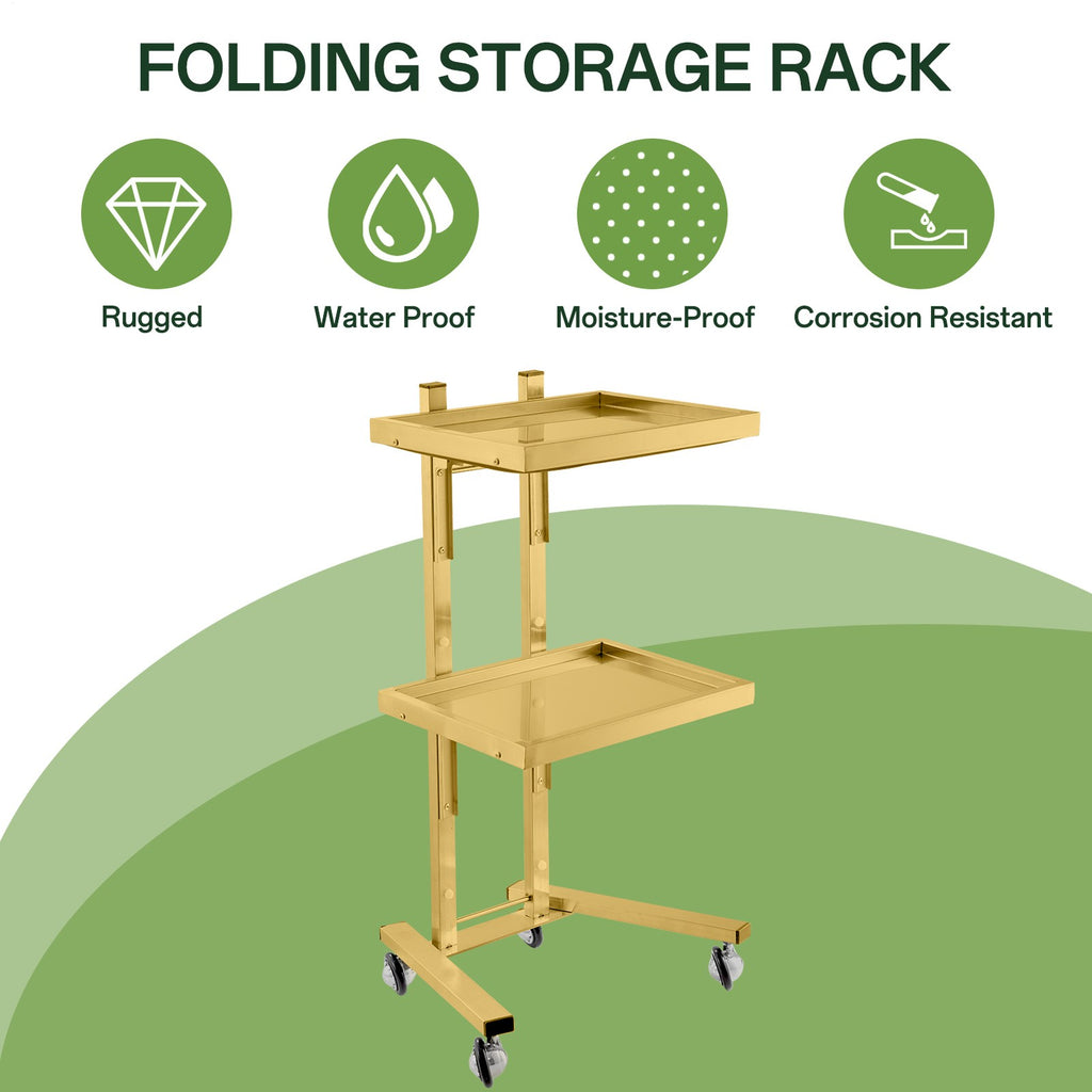 Salon Rolling Trolley Cart with Stainless Steel Frame and Lockable Wheels