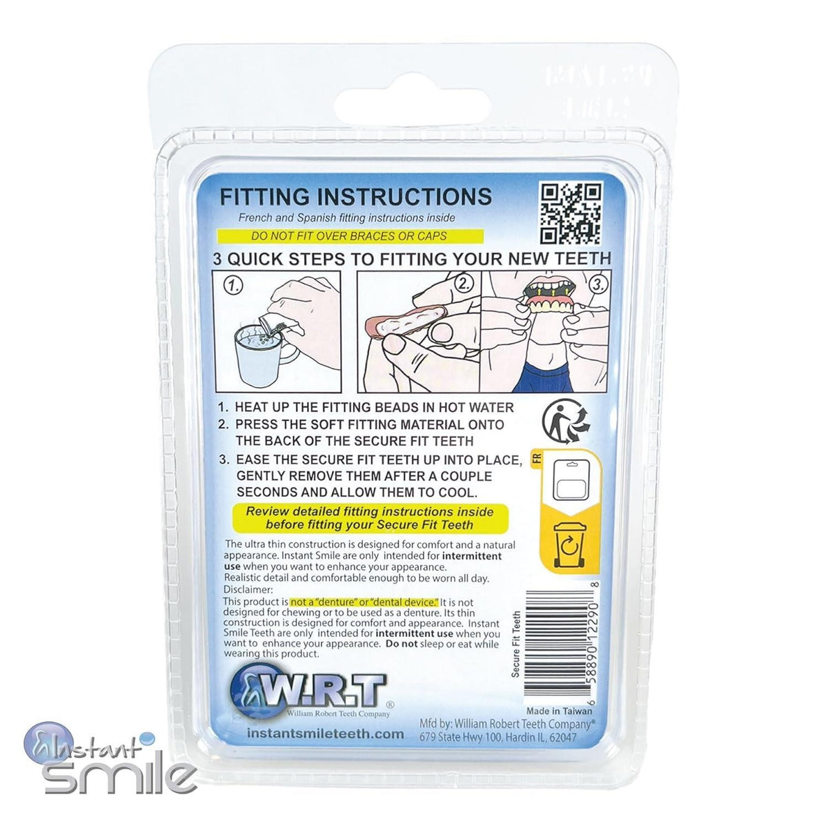 Instant Smile Upper Teeth Veneer - Natural Shade, Reusable Fit Over Existing Teeth