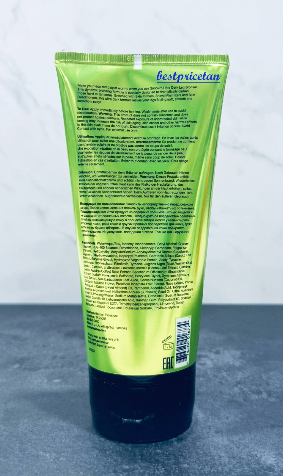 Ultra Dark Leg Bronzer with Hair Growth Inhibitors - 6oz Paraben-Free Self Tanner