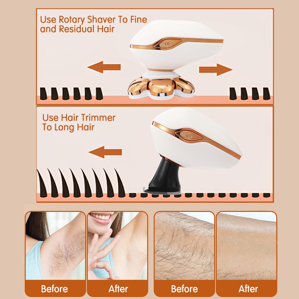 Cordless Women Rotary Electric Shaver for Painless Hair Removal Legs Face Bikini