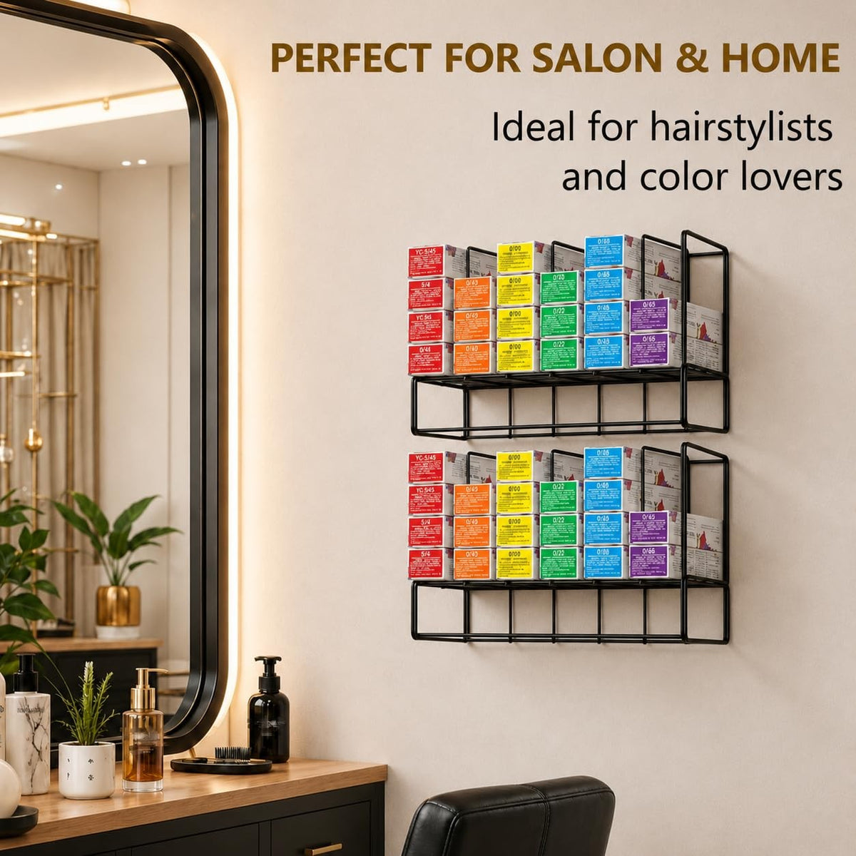 Hair Color Organizer Wall Mount Storage Rack for Salon Salon Station