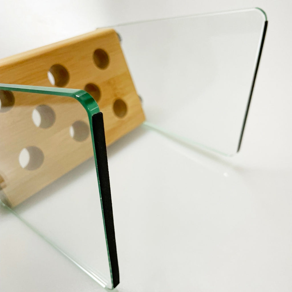 Bamboo Glass Hair Sc scissors Holder Salon Organizer with 8 Holes