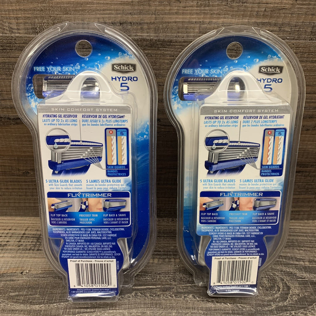 Schick Hydro 5 Razor with 2 Cartridges - Black & Blue, 2 Pack