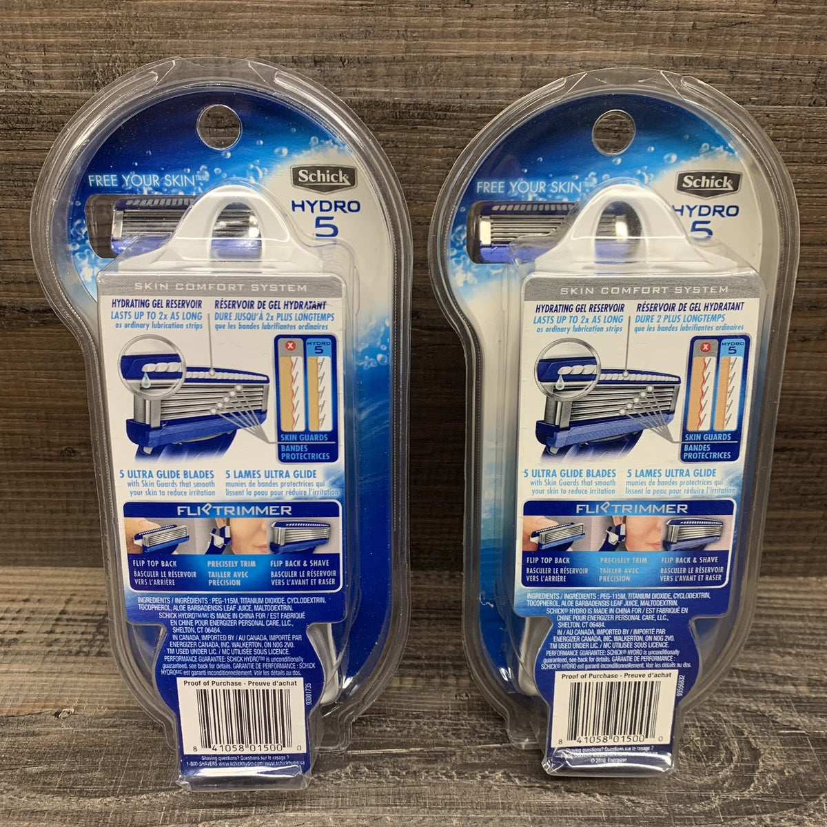 Schick Hydro 5 Razor with 2 Cartridges - Black & Blue, 2 Pack