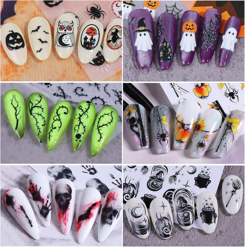 Gothic Halloween Nail Art Stickers 10 Sheets Self-Adhesive Spooky Decals