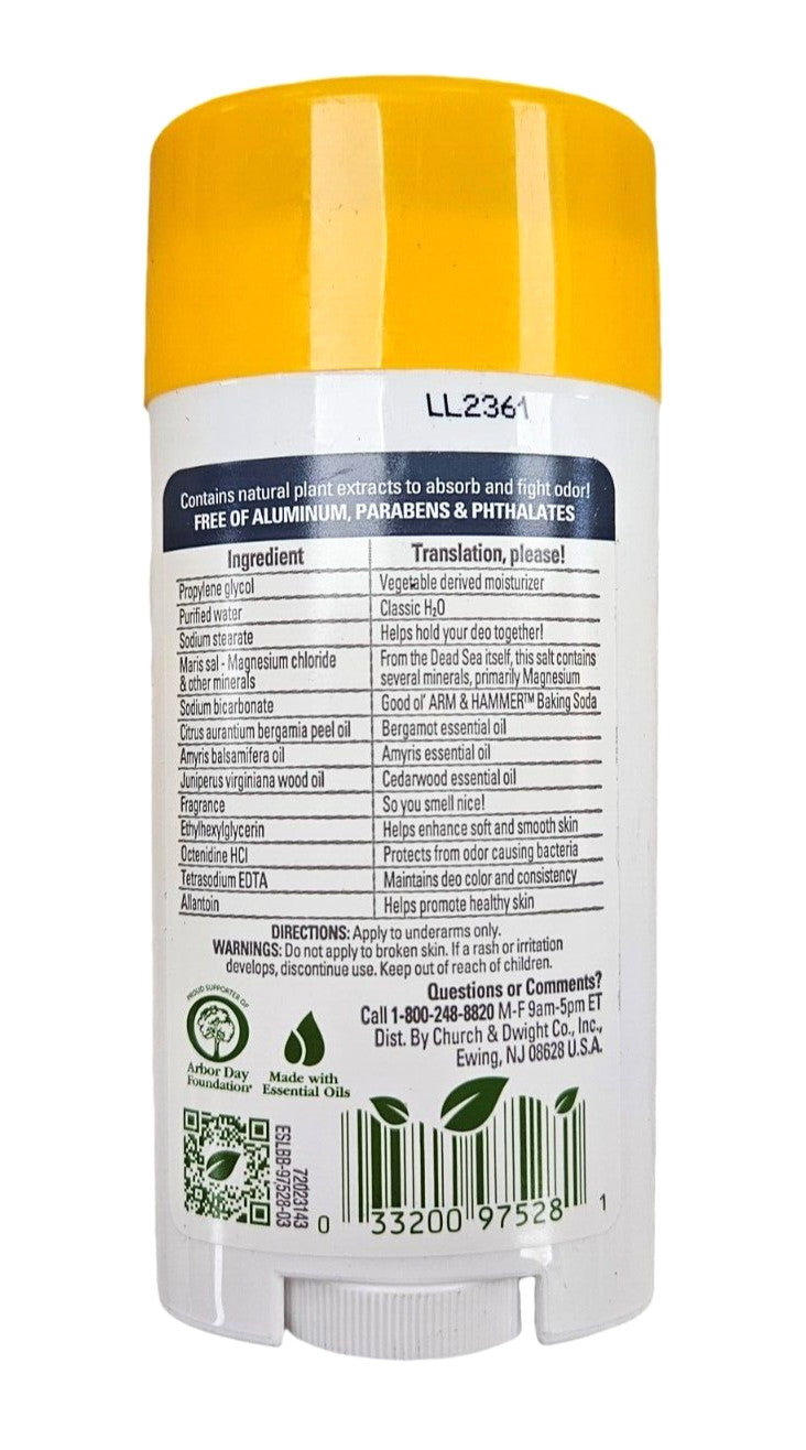 Arm & Hammer Essentials Deodorant Vanilla Sandalwood No Aluminum 2.5 oz