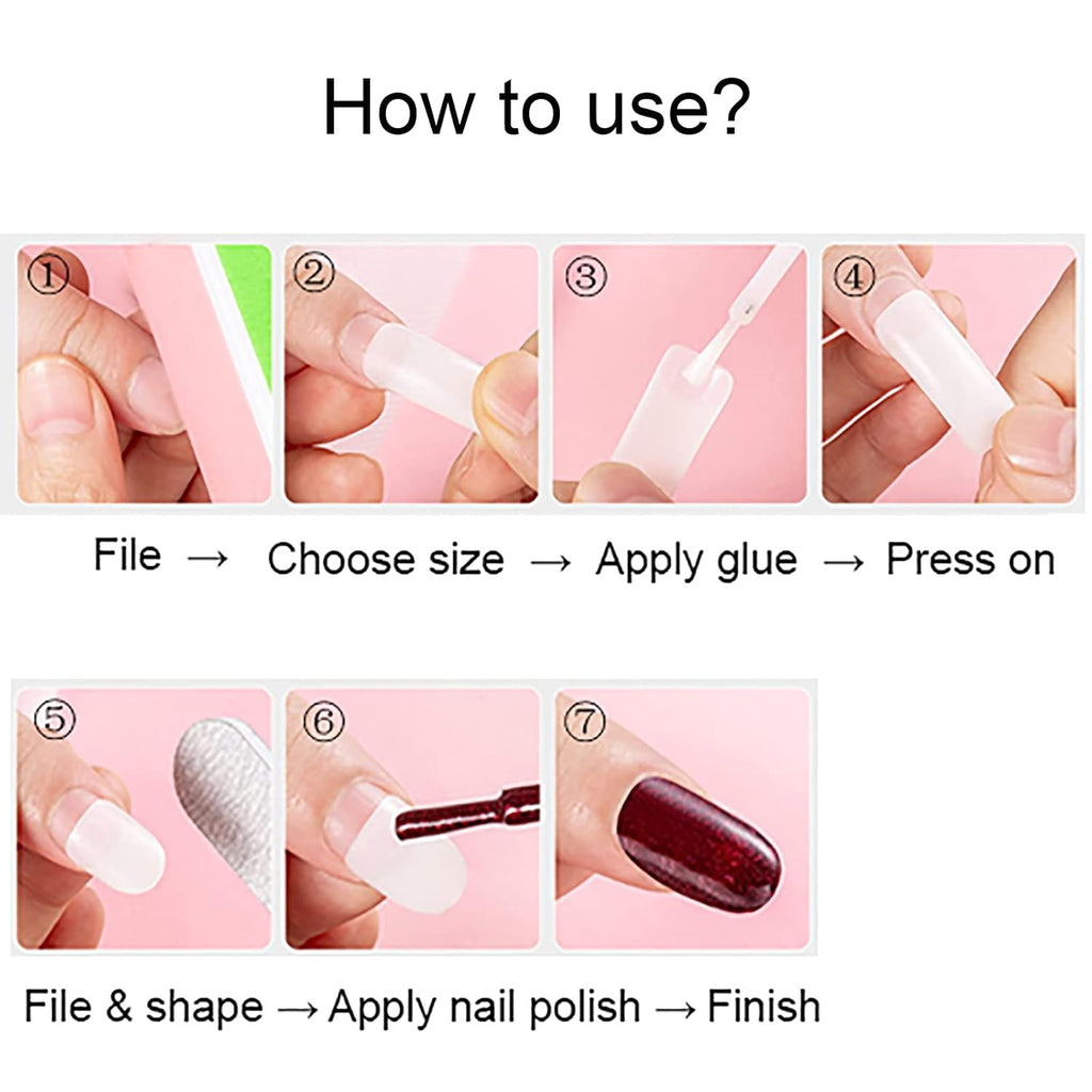 Short Square Acrylic Nail Tips 500Pcs - Clear Half Cover False Nails