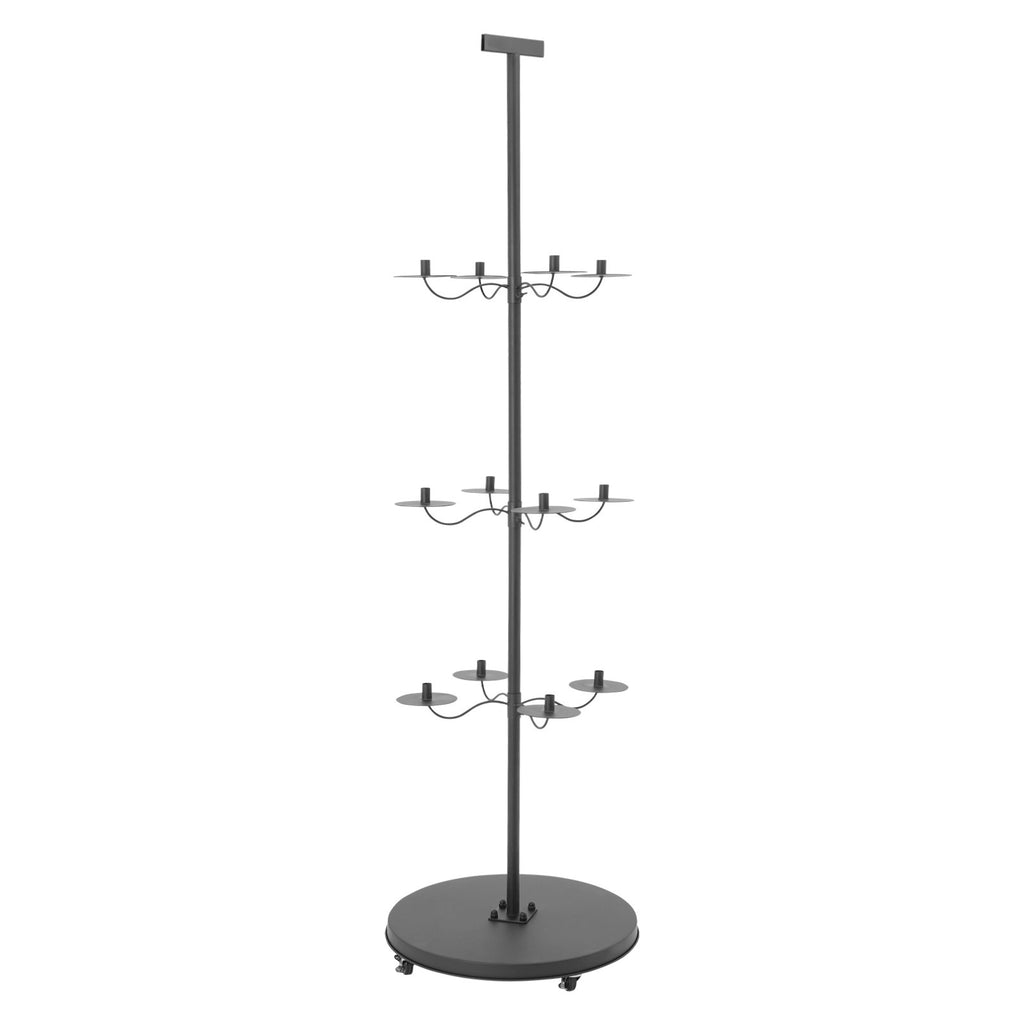12 Head Wig Display Stand with Lockable Wheels Adjustable Rack