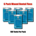 Waxed Dental Floss 100 Yards - 6 Pack for Effective Plaque Removal