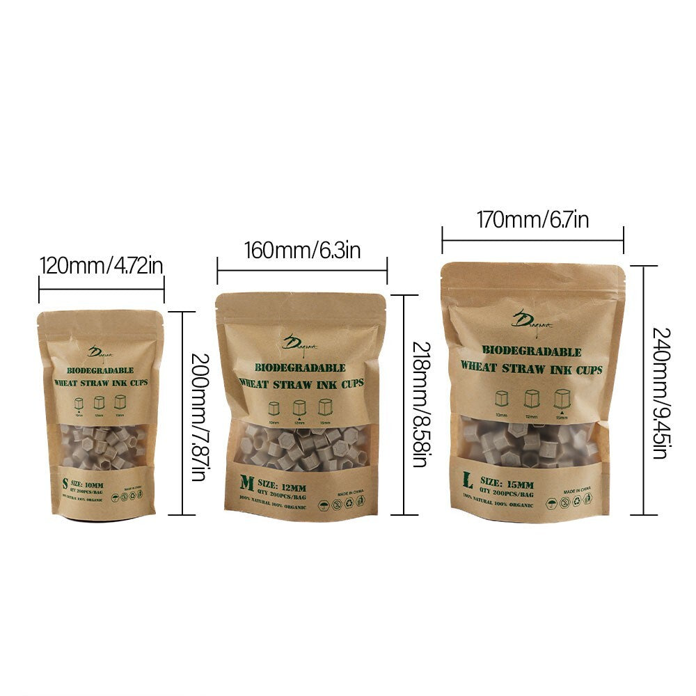 Tattoo Biodegradable Ink Cup 200pcs - Small/Medium/Large Sizes