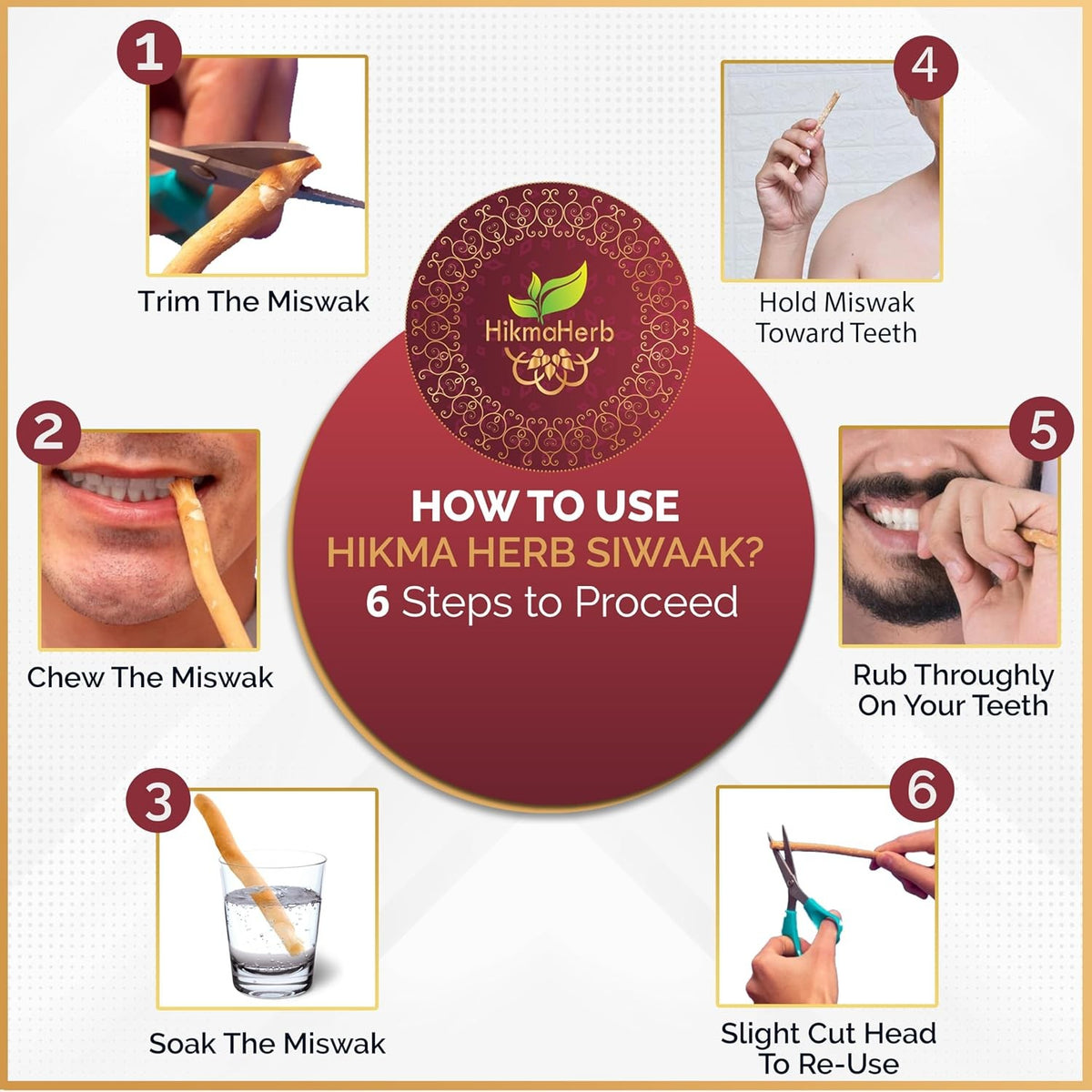 Natural Chewing Sticks with Holder - Pack of 3 Salvadora Persica Miswak