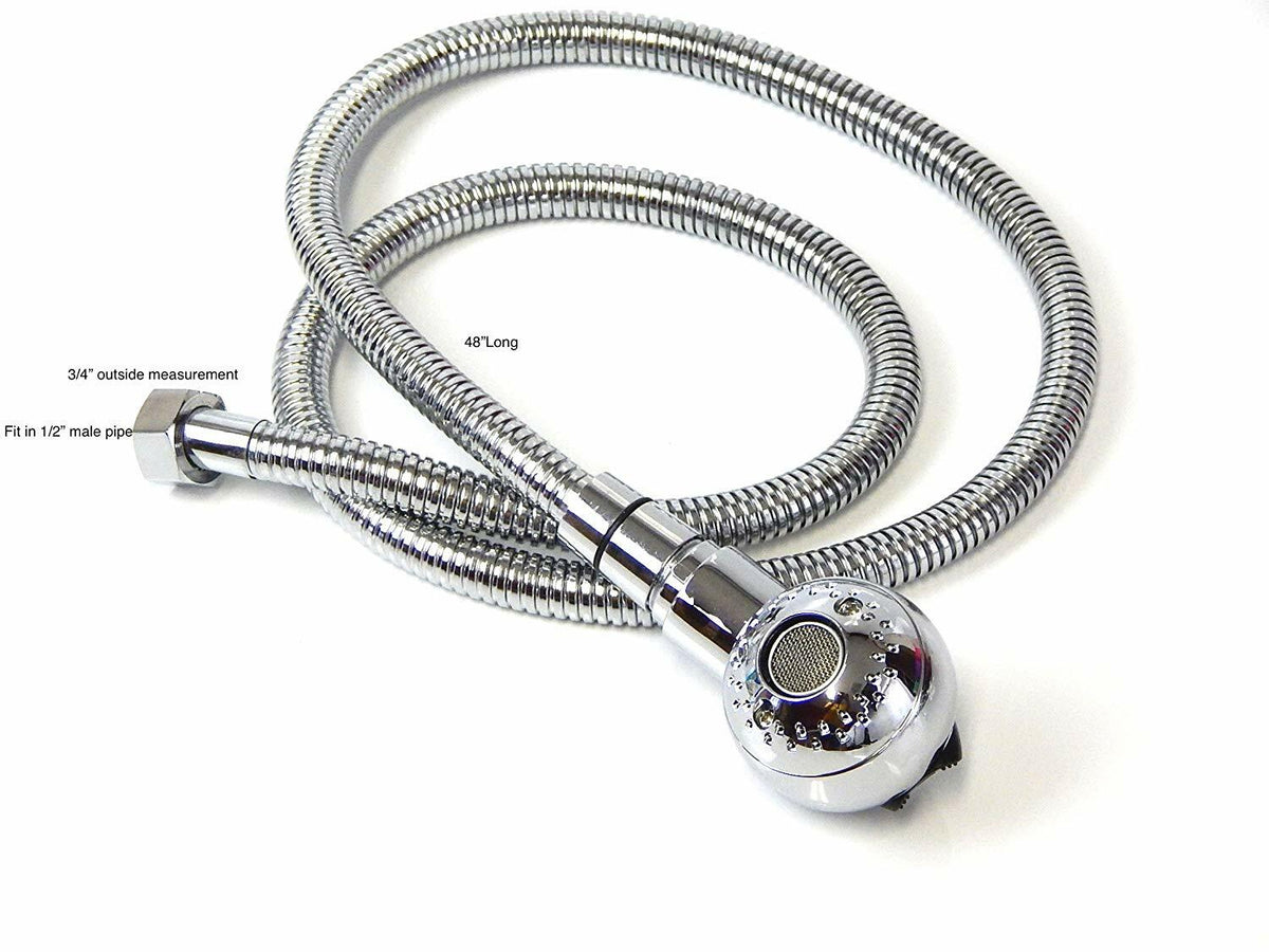 Salon Shampoo Bowl Sprayer Hose with Round Head - 48" Long