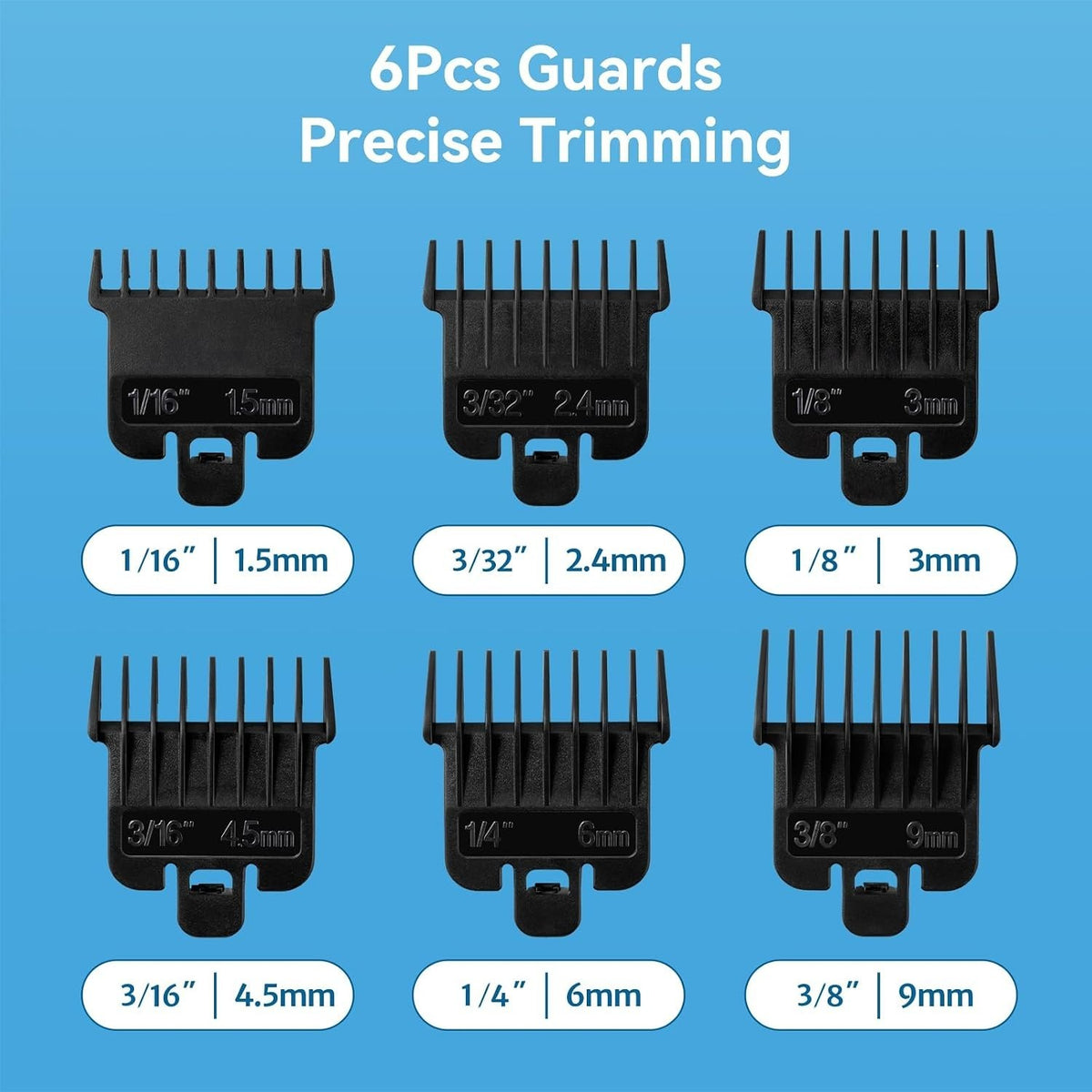 6Pcs Hair Clipper Guard Set for Babyliss FX787 & Andis Trimmers - Precision Cutting
