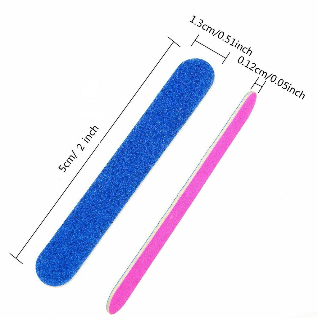 Mini Double Sided Nail Files Set - 10 Disposable Manicure Tools 2 Inch Grit 100/240