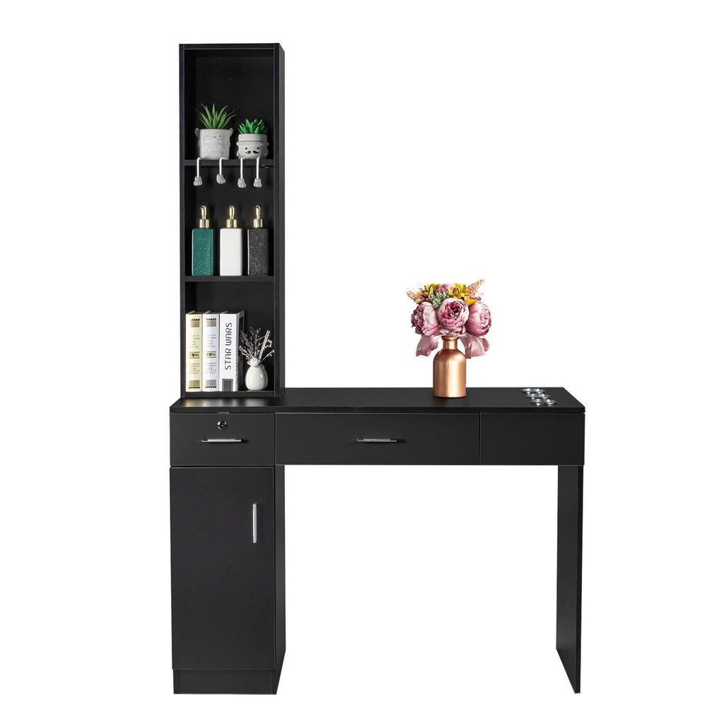 Wall Mount Hair Styling Station with Lockable Drawers for Salon & Home