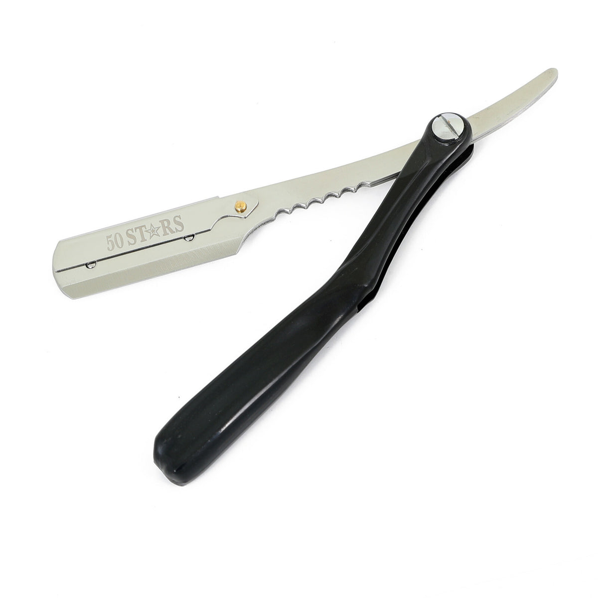 Professional Barber Straight Razor Kit with 100 Blades - Stainless Steel & Black Handle