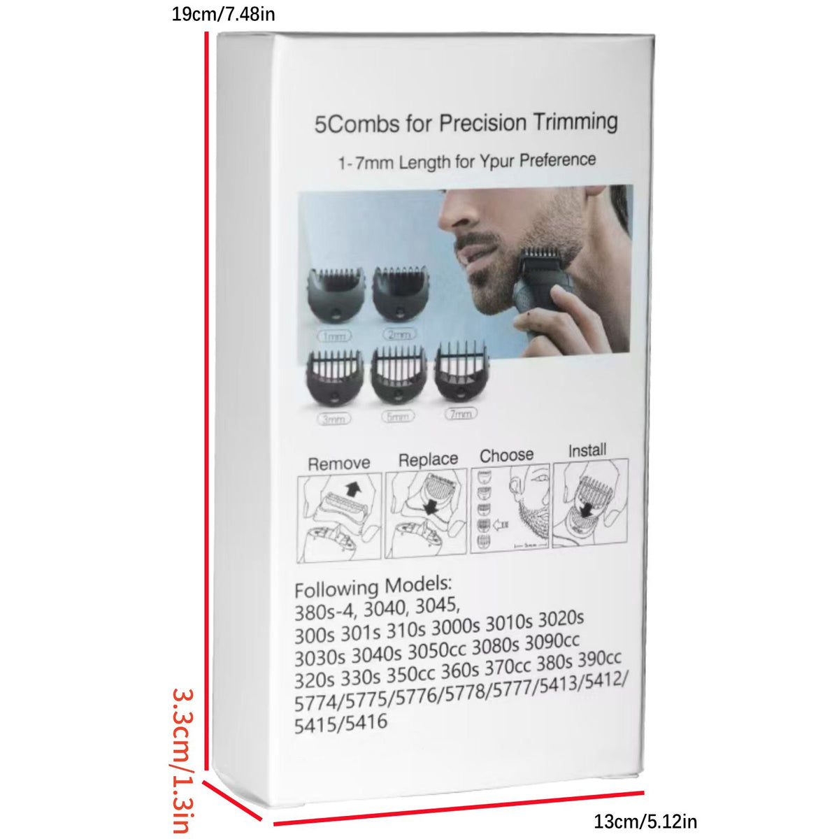 Beard Trimmer Head and Comb Set for Braun Series 3 Electric Shavers