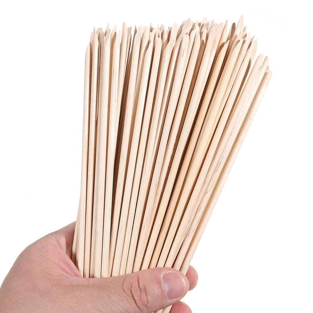 Wooden Double-Ended Cuticle Pusher Sticks - 100 Pack, 7-Inch Nail Care Tools
