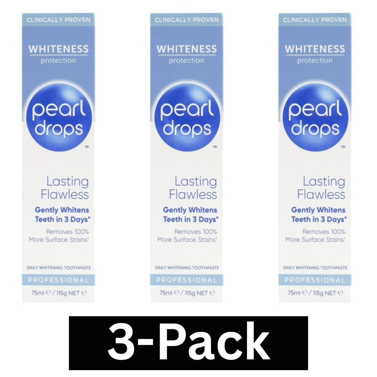 3 Pack Pearl Drops Gentle Whitening Toothpaste 75ml - Enamel & Stain Removal