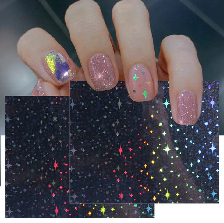 Holographic 3D Nail Art Stickers Heart Star Snowflake Decals Set
