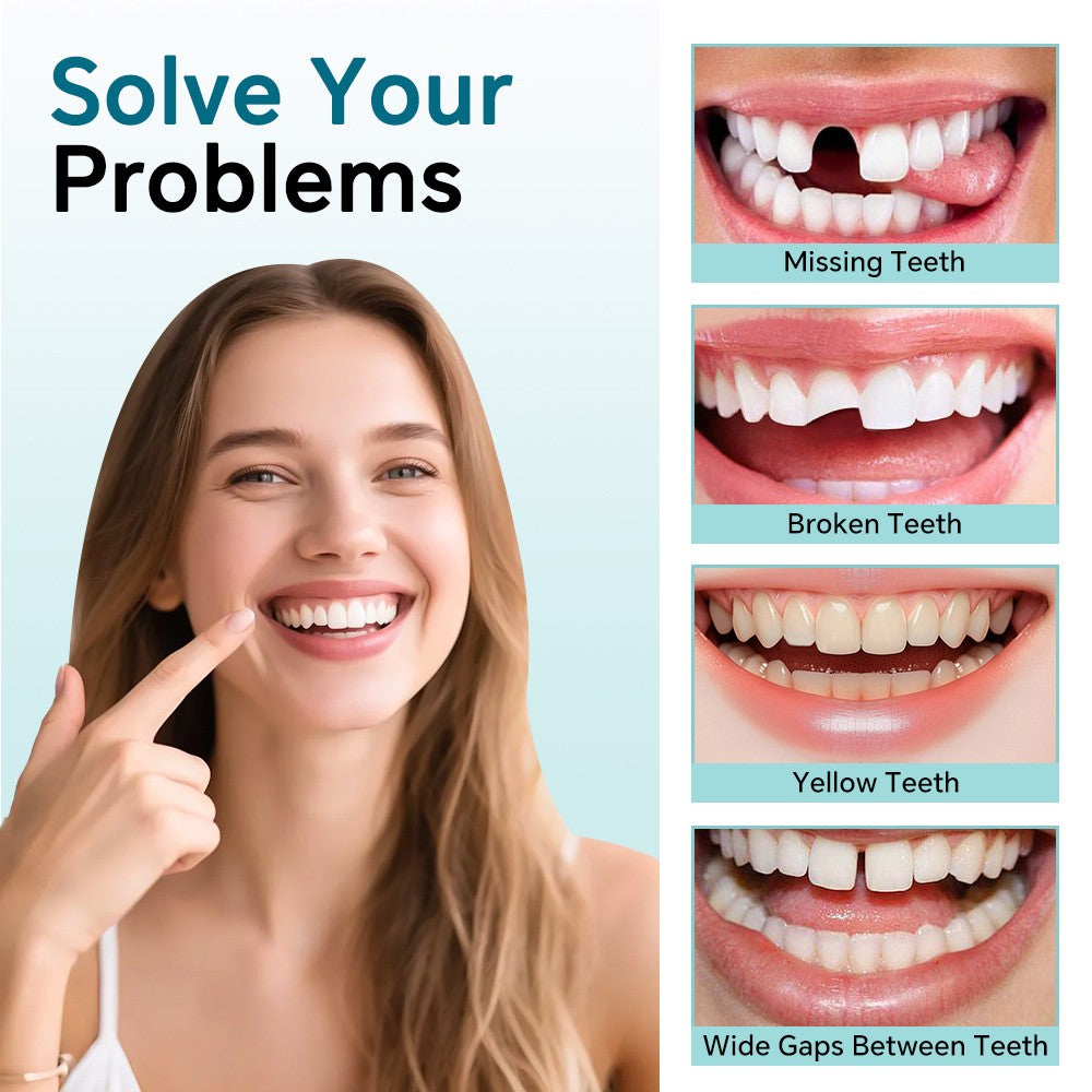 Dental Snap-On Veneers 2PCS Full Set Upper & Lower Moldable False Teeth