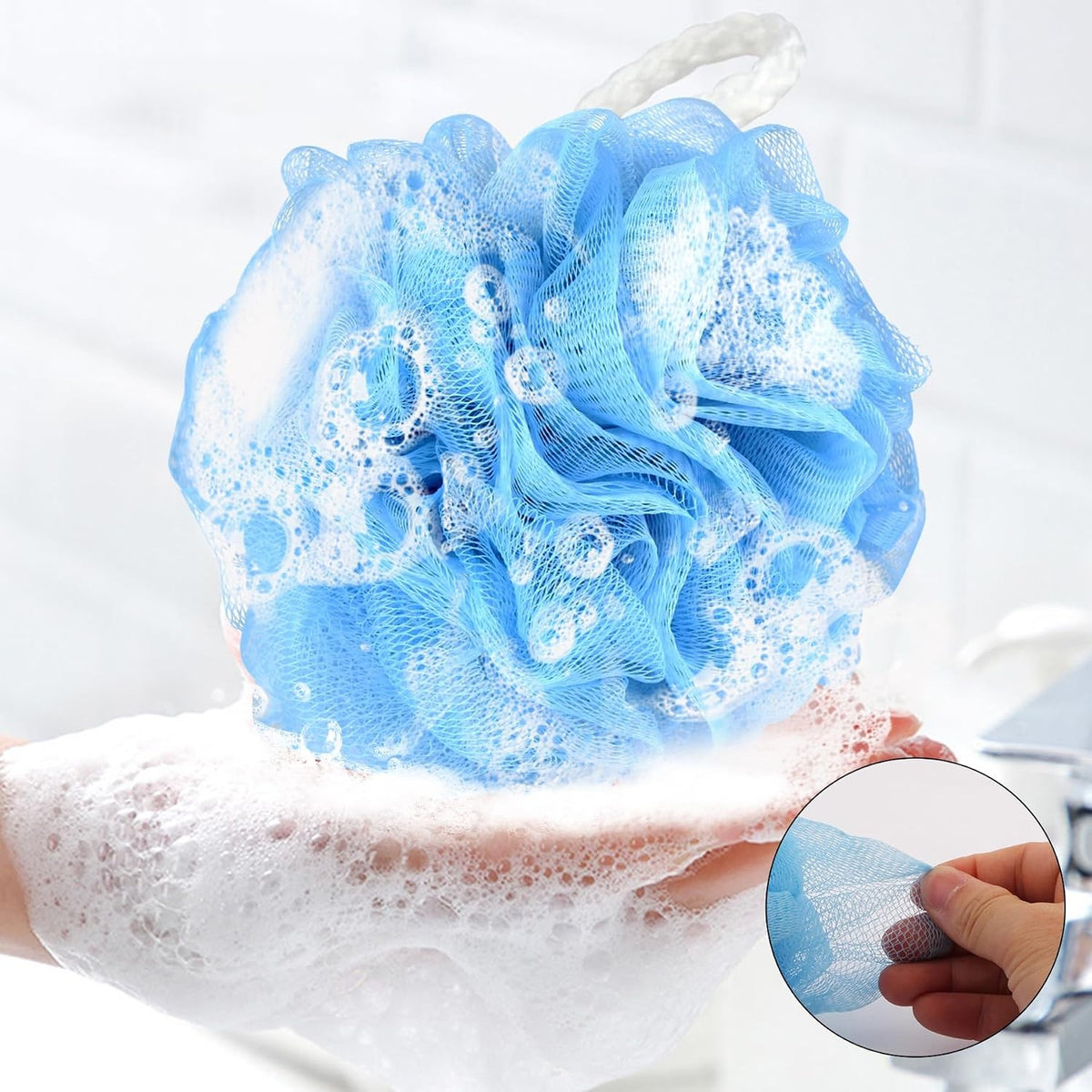 Bath Loofah Balls Set of 4 – Durable Shower Scrubber Sponges for Body Cleaning