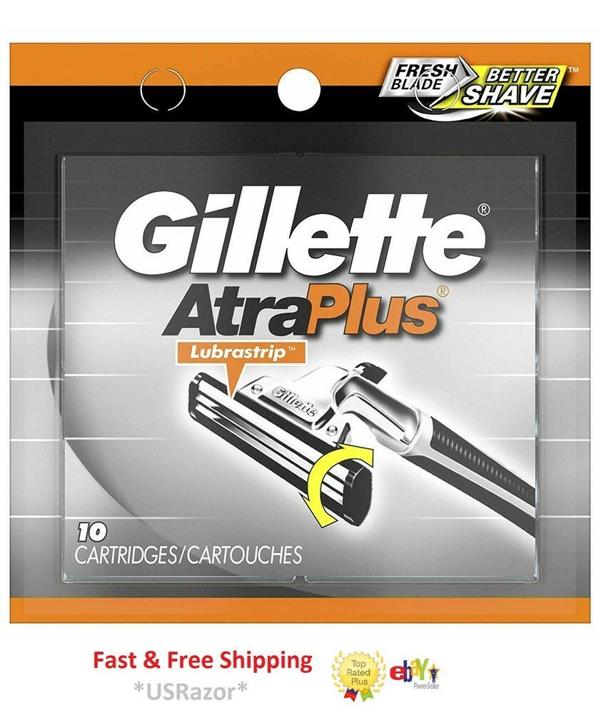 10 Gillette Atra Plus Razor Blade Refills Cartridges Fits Vector Slim