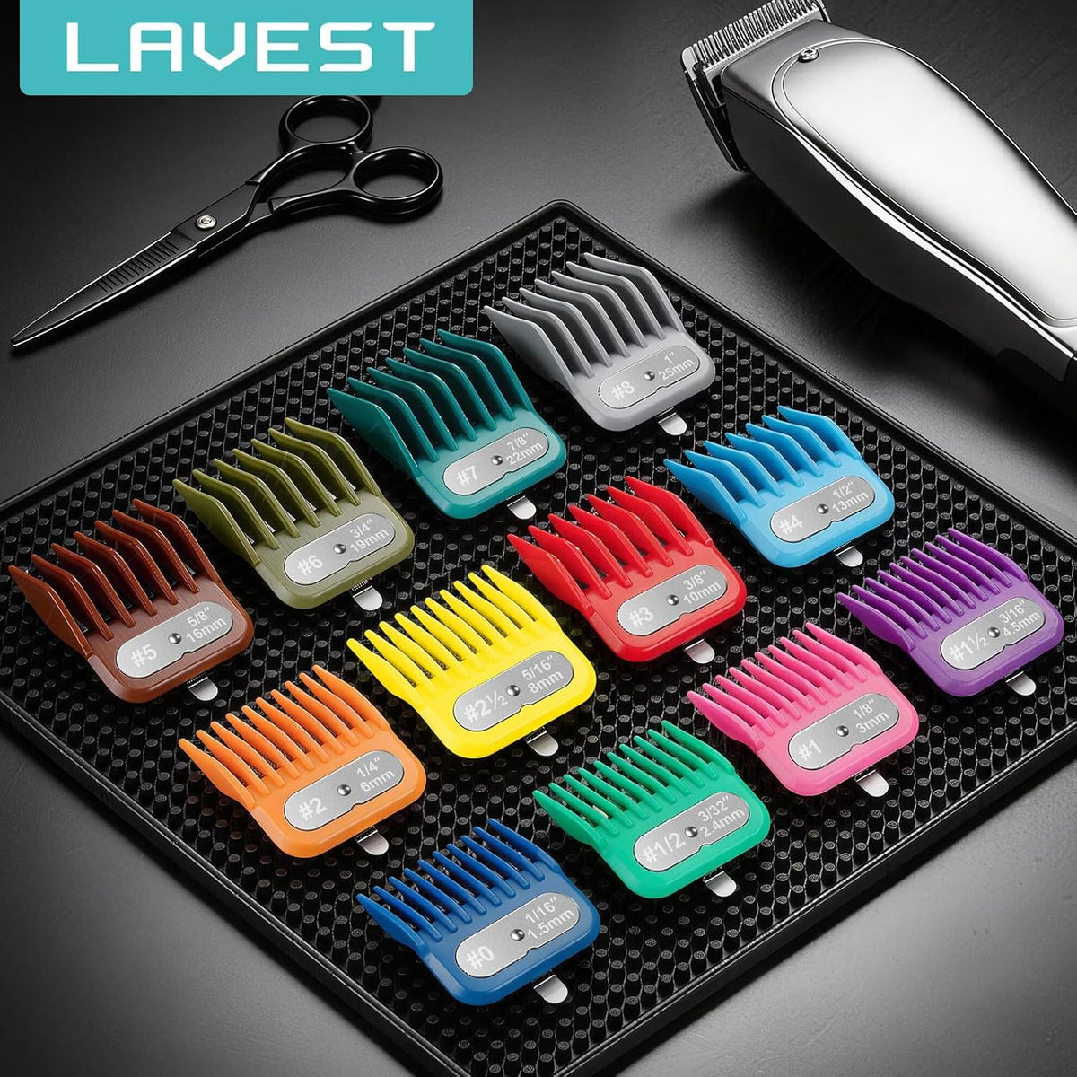 Universal Hair Clipper Guard Set - 12 Color-Coded Sizes for Trimming