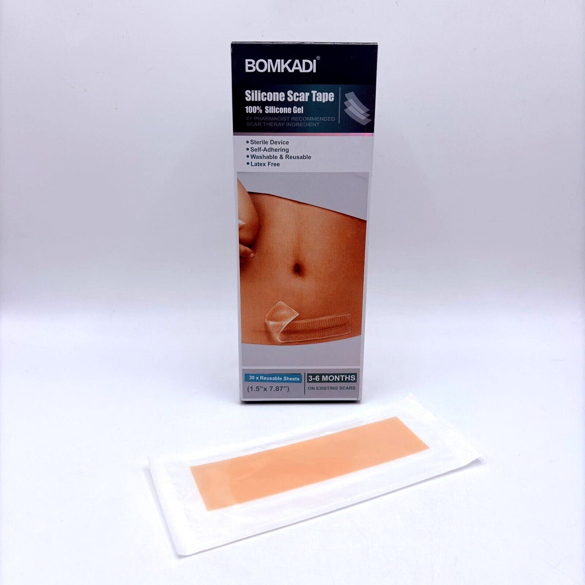 Scar Removal Silicone Tape Sheets for Hypertrophic & Keloid Scars - 1.5x8 Inches