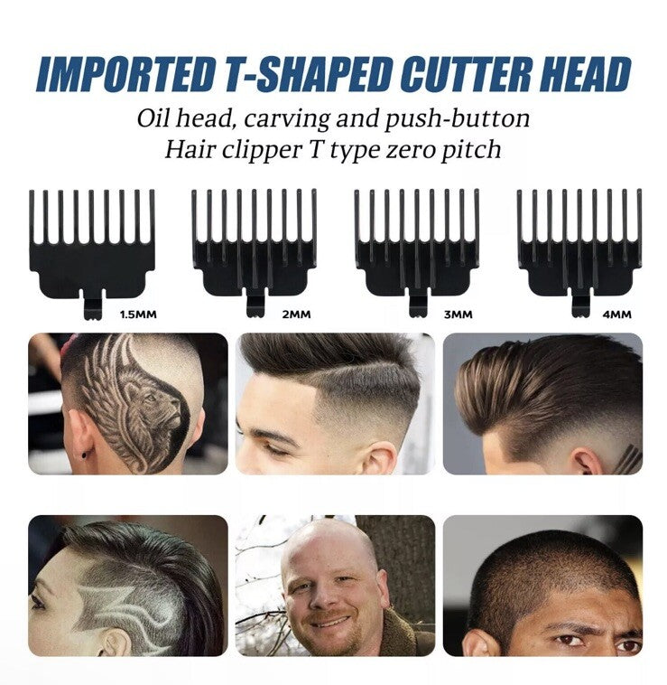 Professional Hair Clipper & Beard Trimmer Kit - Wireless Rechargeable