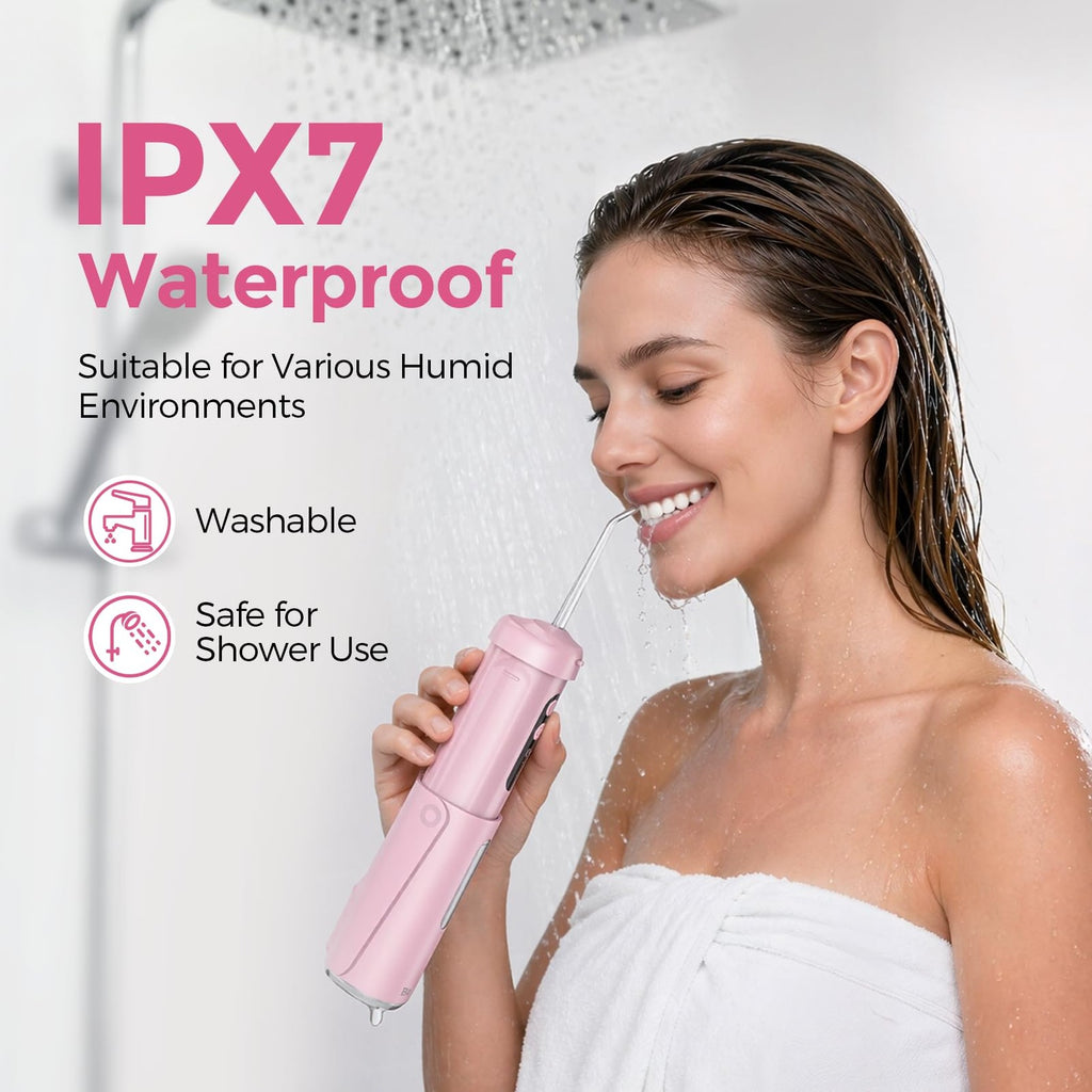 Mini Water Flosser for Travel - 9 Pressure Settings, Rechargeable & Waterproof