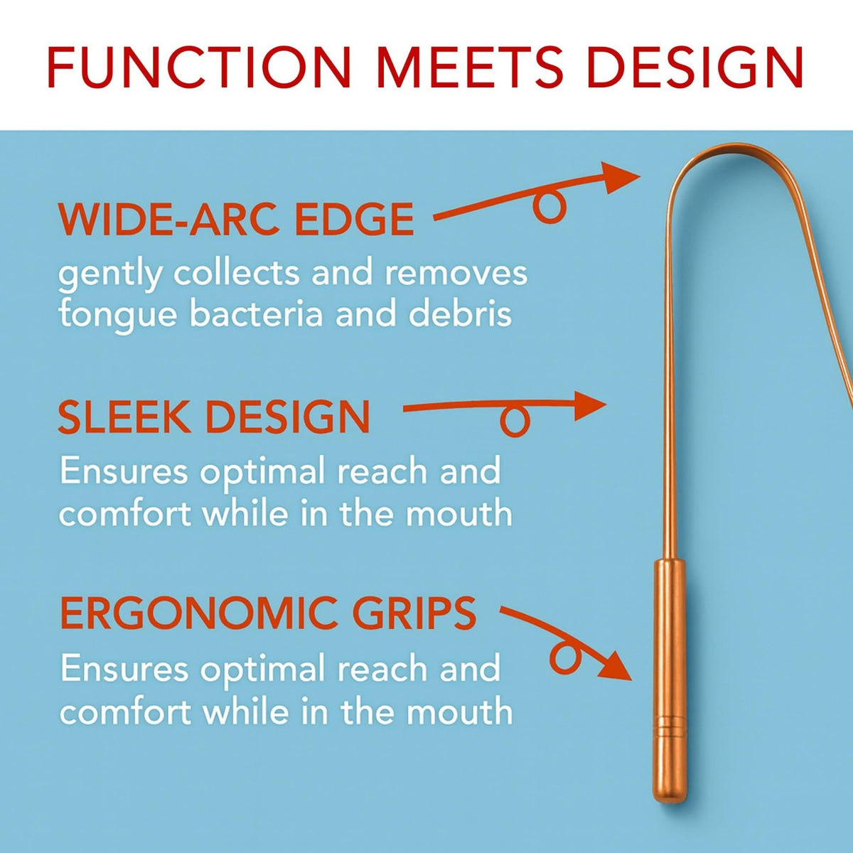 Copper Tongue Scraper 2 Pack - Natural Oral Fresh Breath & Hygiene