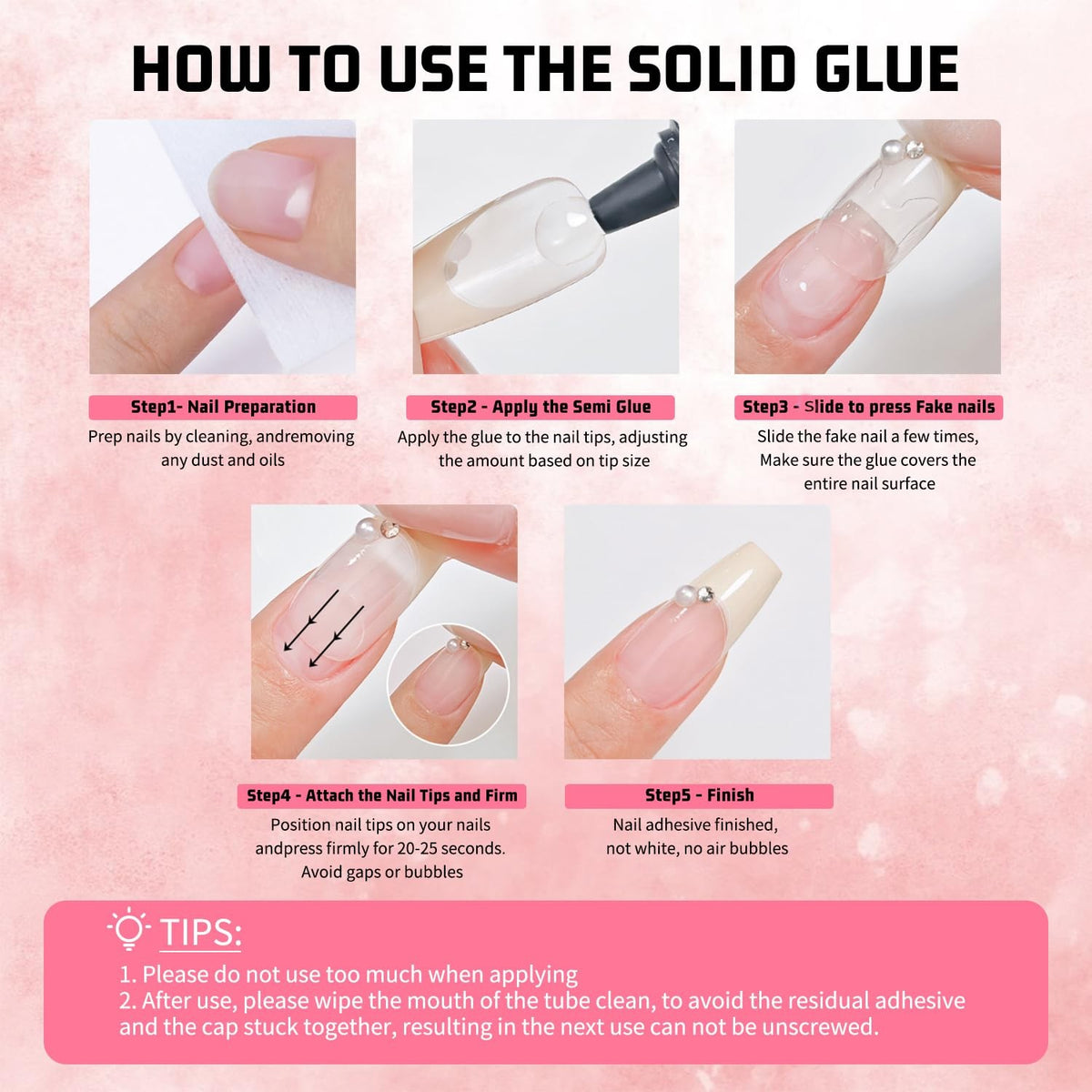 Nail Glue for Press-On Nails - 2 Pack, Quick-Drying, Long-Lasting 28+ Days