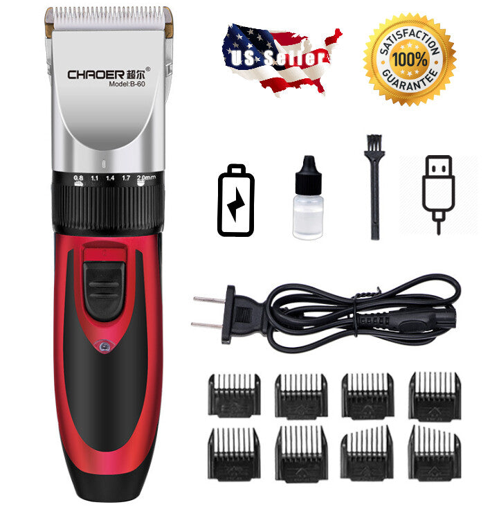 Rechargeable Men's Hair Clippers and Trimmer Grooming Kit with 8 Combs