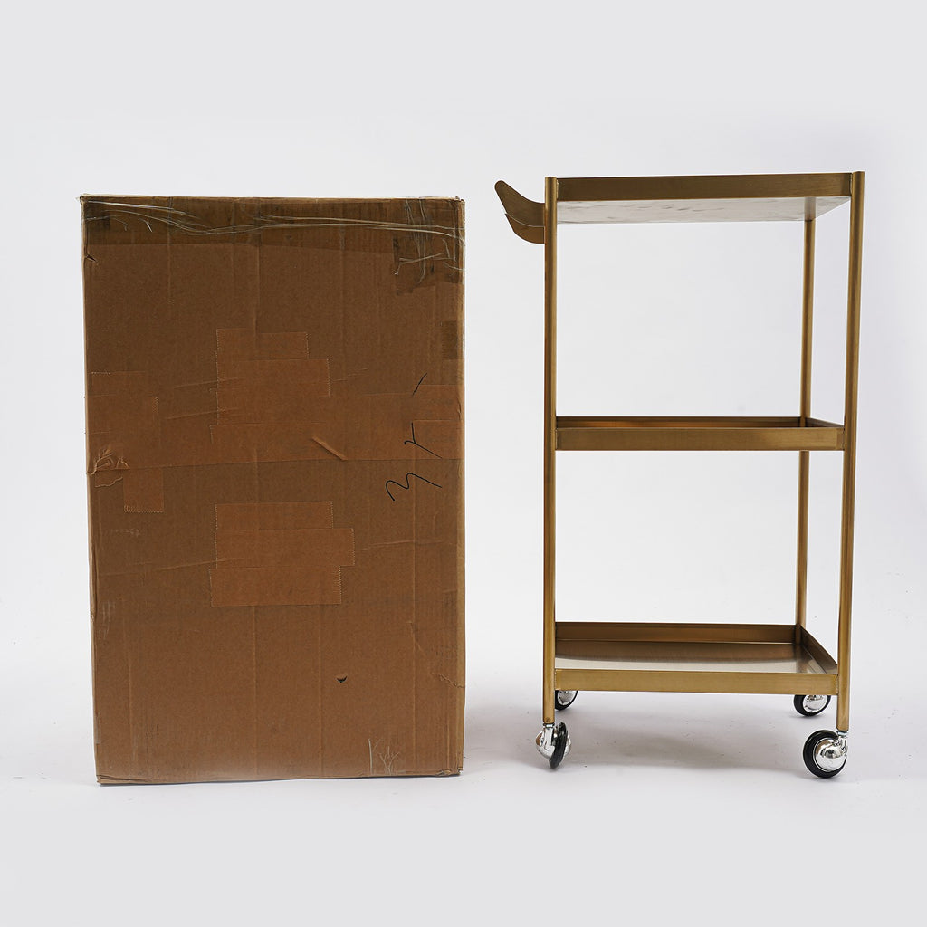 Stainless Steel 3-Shelf Utility Cart with Handle for Salons and Home