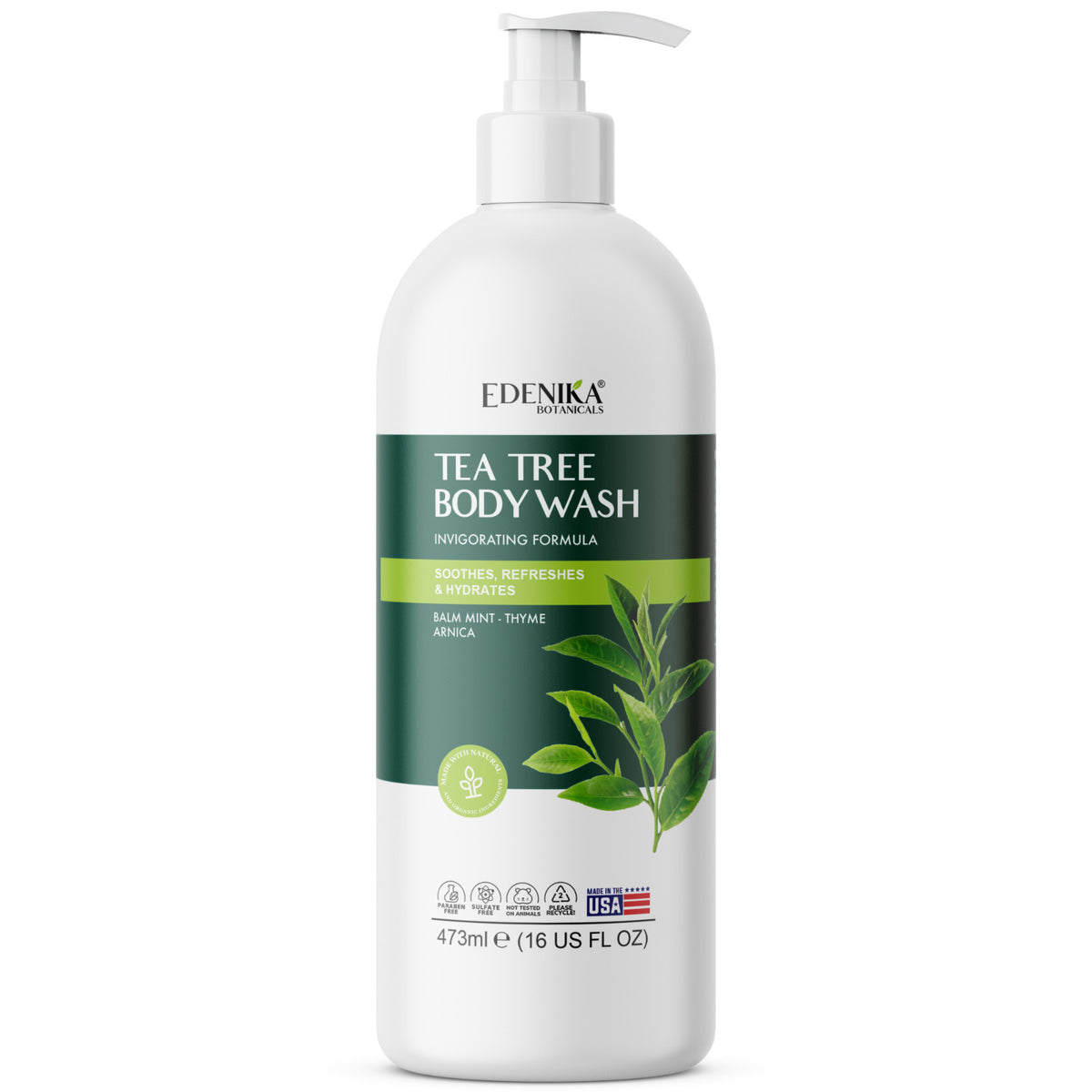 Tea Tree Body Wash for Itchy Skin & Fungal Relief - 4 Pack, Organic & Sulfate-Free