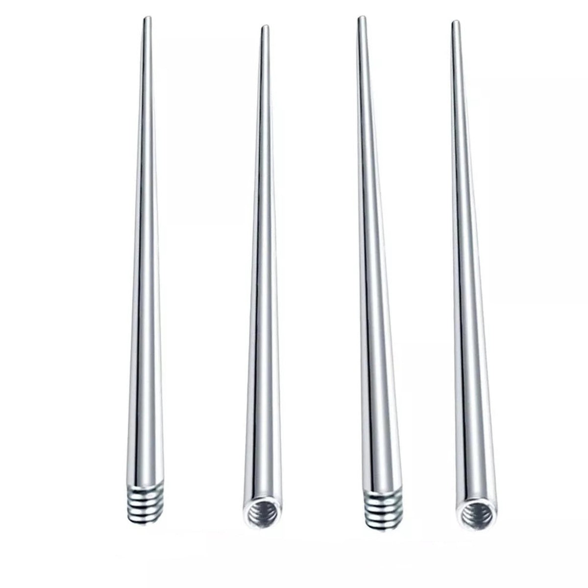 Titanium Piercing Taper Insertion Pins - 4 Pack, 1.0mm-1.6mm Internal/External Threaded