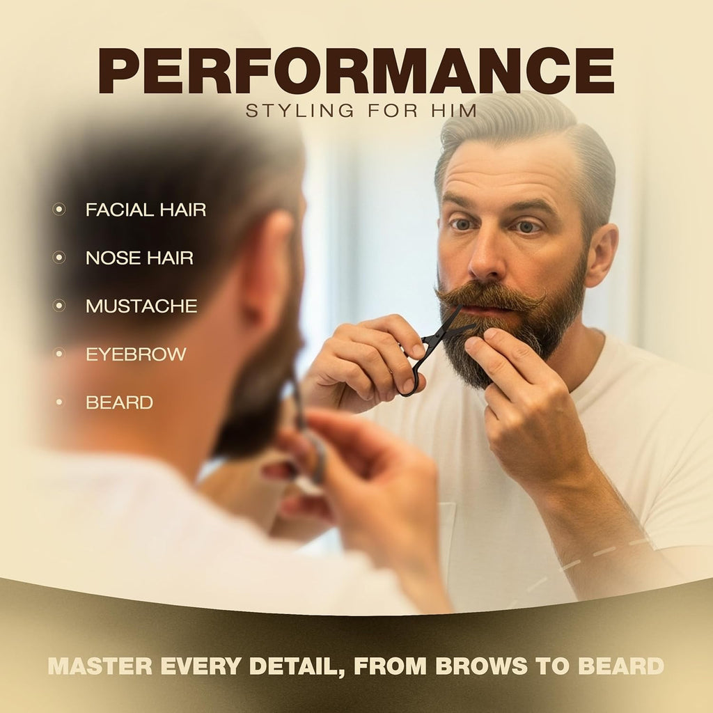 Professional Stainless Steel Eyebrow & Facial Hair Trimming Scissors Set