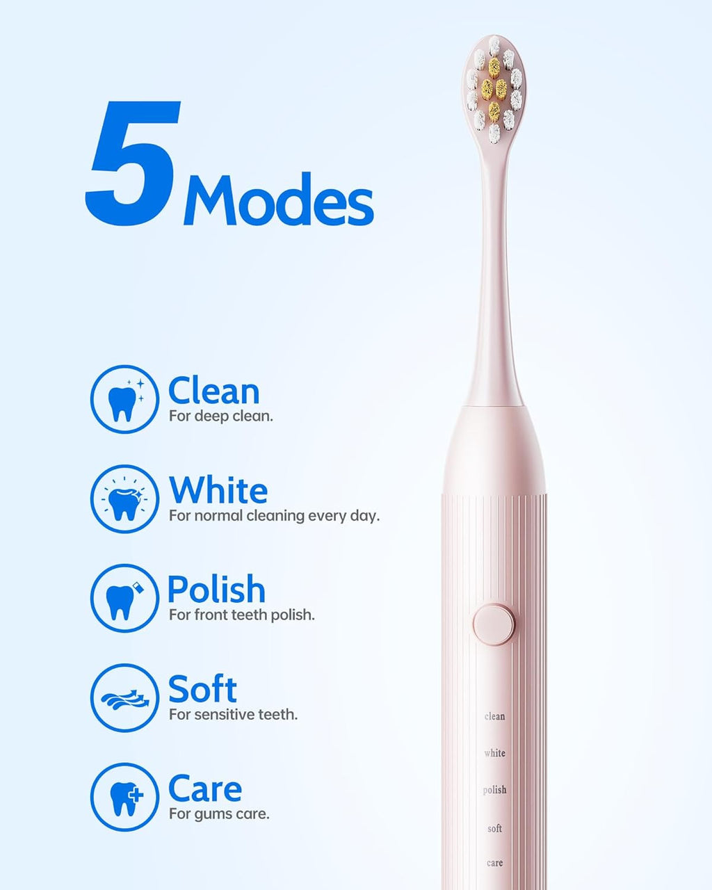 Electric Toothbrush Set with 12 Replacement Heads, 5 Modes, 2 Pack