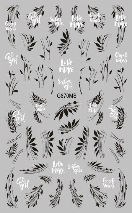 Flower Leaf Nail Stickers Set - Decorative Decals for Manicure, Miss Colour