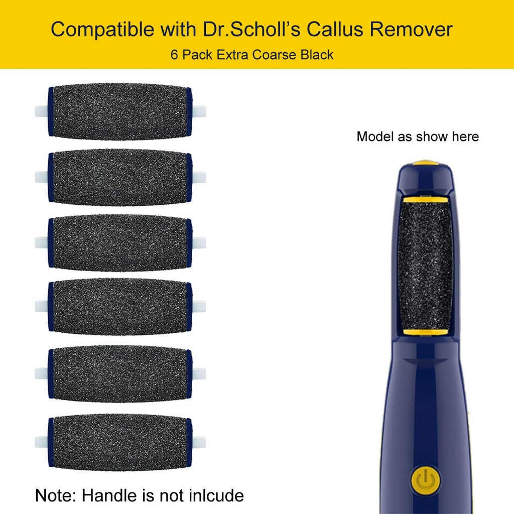 Replacement Roller for Callus Remover - Extra Coarse Black Grit 6 Pack