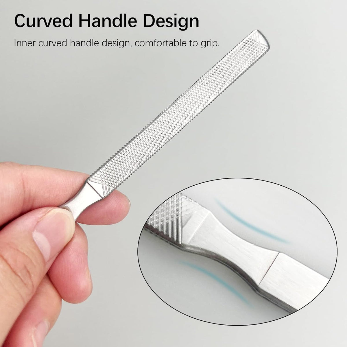 Stainless Steel Toe Nail Files Set - 4-Sided Heavy-Duty Grooming Tools for Thick Nails