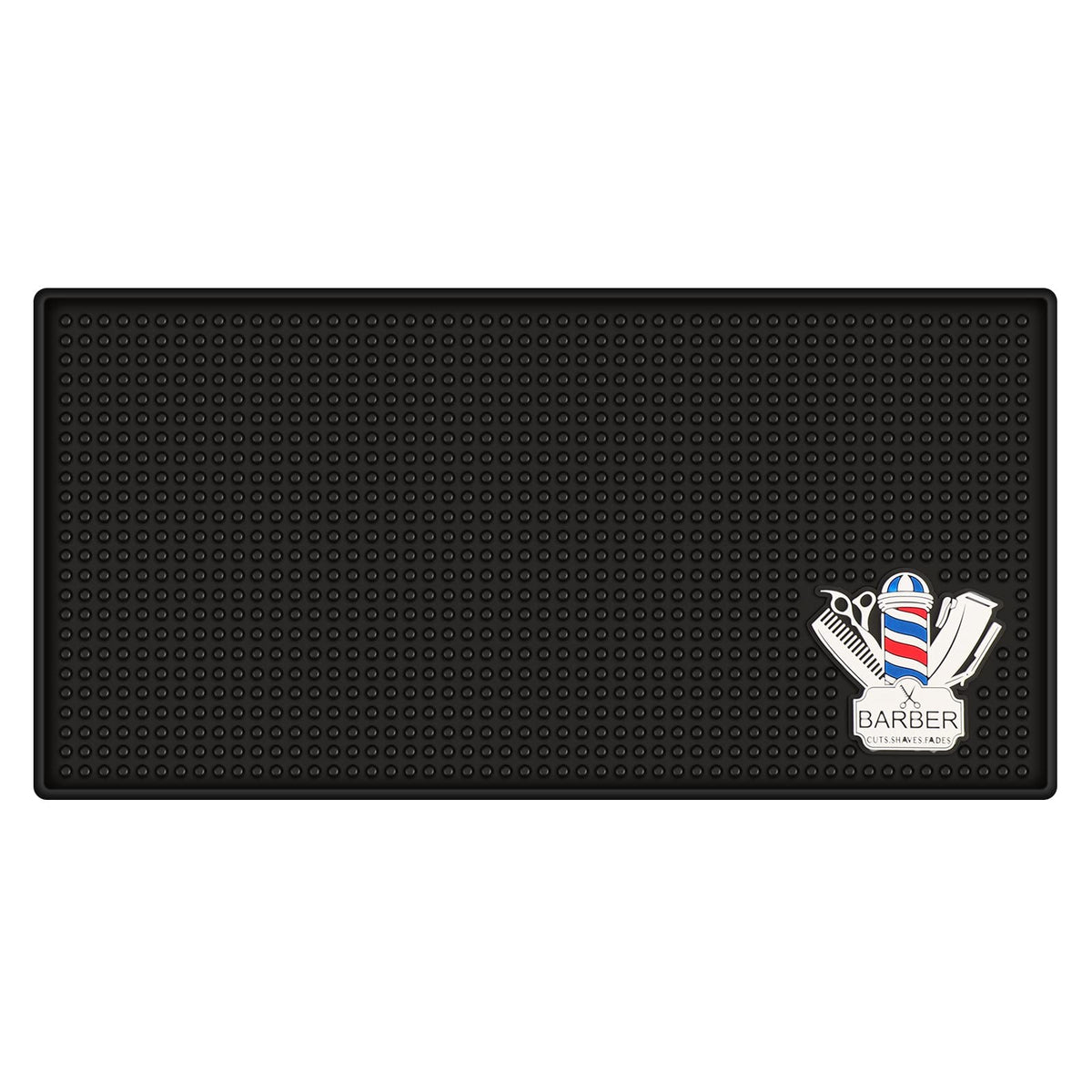 Barber Station Mat Non-Slip PVC Protector for Countertop and Workstation, Black, 11.8 x 5.9 Inches