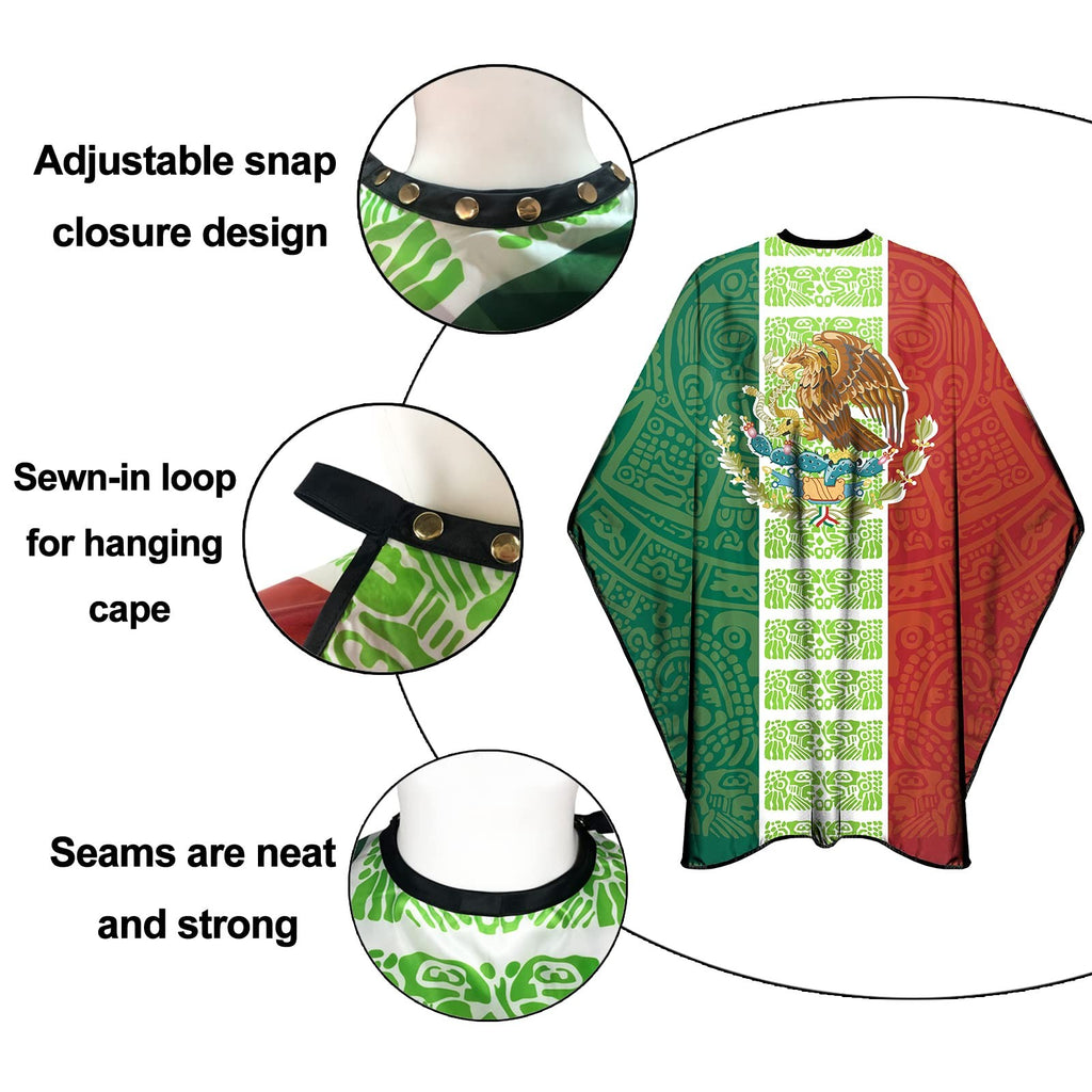 Large Waterproof Barber Cape for Men and Women Haircutting Salon 63x56 Inches - Mexico Flag