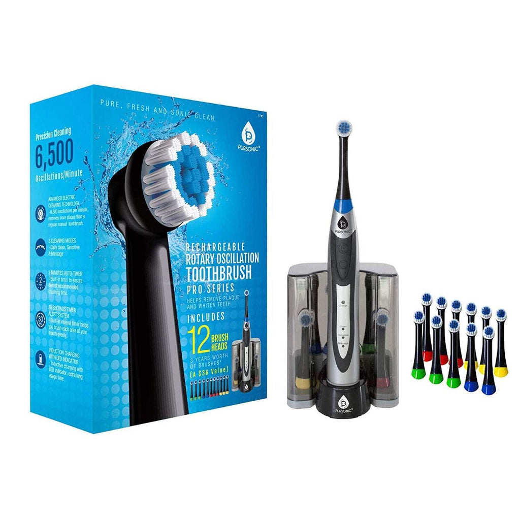 Rechargeable Rotary Oscillation Electric Toothbrush Pro Series with 12 Brush Heads