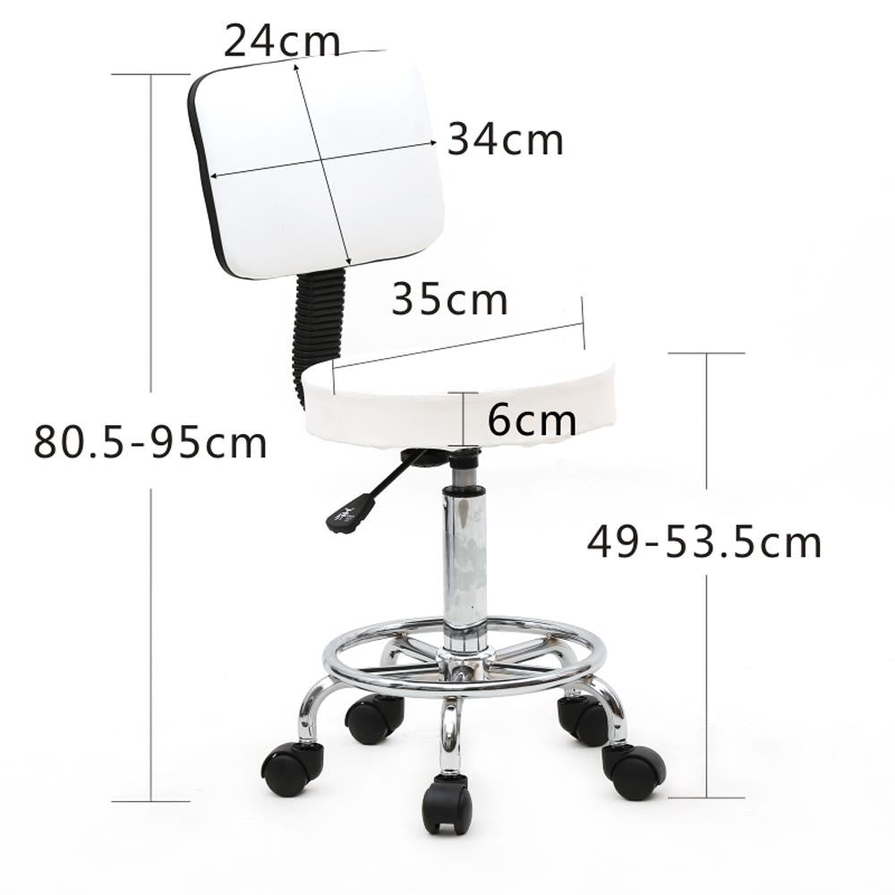 Adjustable Salon Pedicure Stool with Backrest - Spa, Beauty, Massage Seat