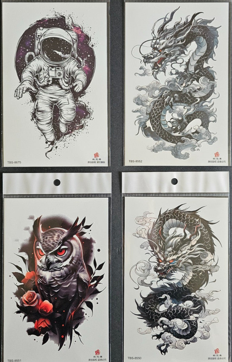 Temporary Tattoos 4 Sheets Middle Half Arm - Premium Safe & Easy Application